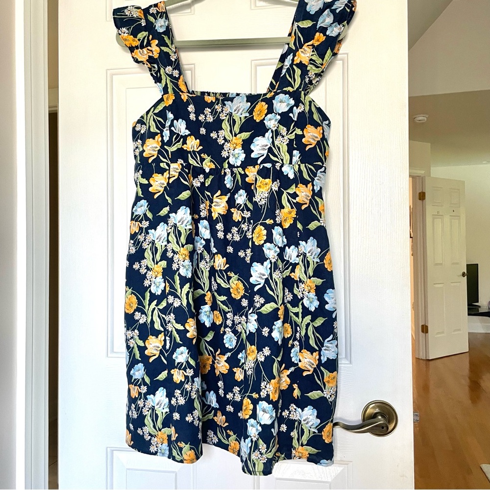 Floral Sleeveless Linen Dress